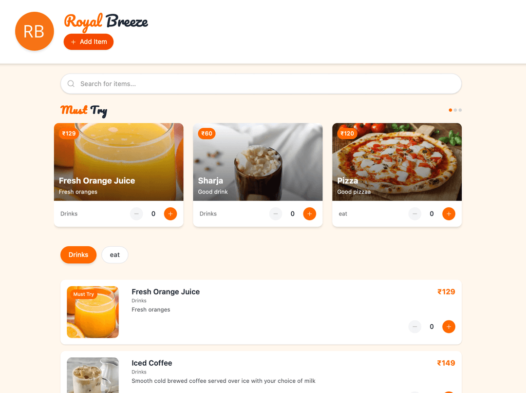 QR Menu Demo
